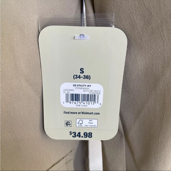 New Mens George Button Up Utility Jacket Sz S NWT Stonewash - Picture 4 of 9